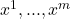 x^1, . . . , x^m
