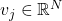 v_j \in \mathbb{R}^N